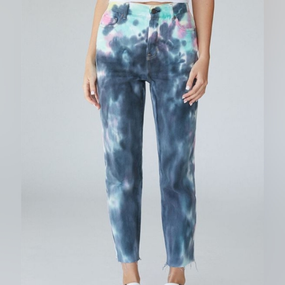 PacSun Tie Dye High Rise Raw Hem Jeans Womens Size 23